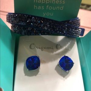 Dark Blue Wrap & Majestic Blue Studs Set